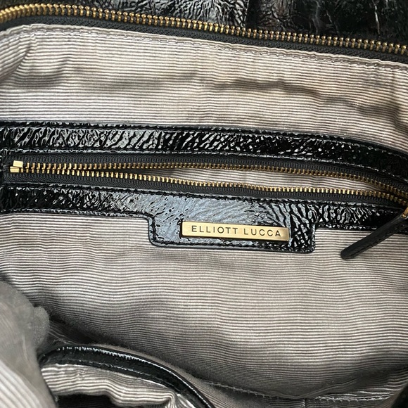 Elliott Lucca- Black Patent Leather Hobo Bag - Picture 3 of 10